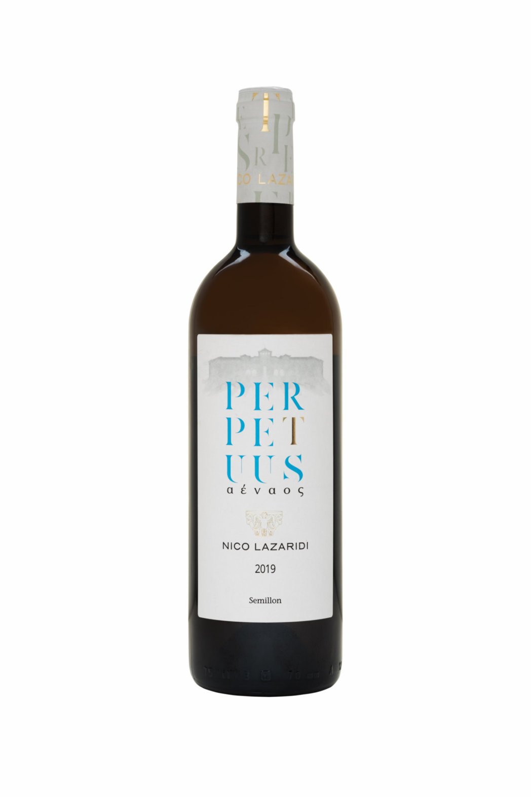 A bottle of Perpetuus White 2019
