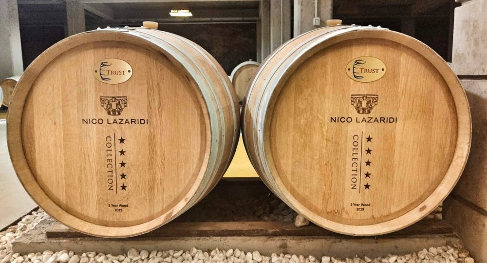 2 wine barrels at Nico Lazaridi winery