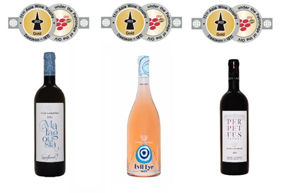 The 3 Nico Lazaridi wines that have won the gold medal at Asia Wine Trophy awards 2023